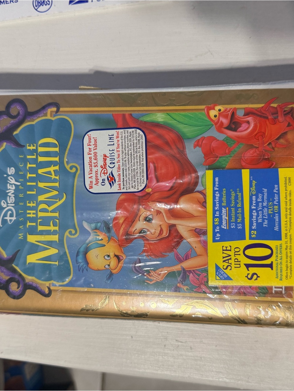 Disney The Little Mermaid VHS Back Cover Artwork - Blue, Purple, Green, Yellow